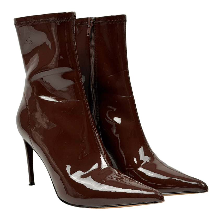 Raye Burgundy Red Patent Stiletto Heeled Aviv Ankle Boots Us7 UK 5 EU 38 👠