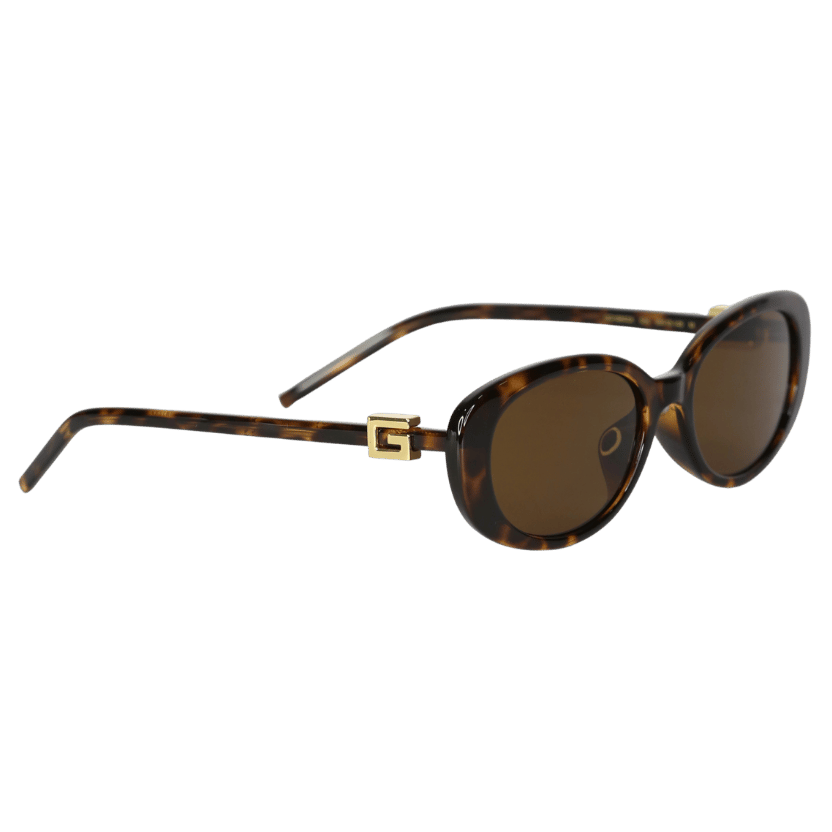 GUCCI Havana Brown Tortoise/ Gold Oval "G" Logo Sunglasses In Case One Size