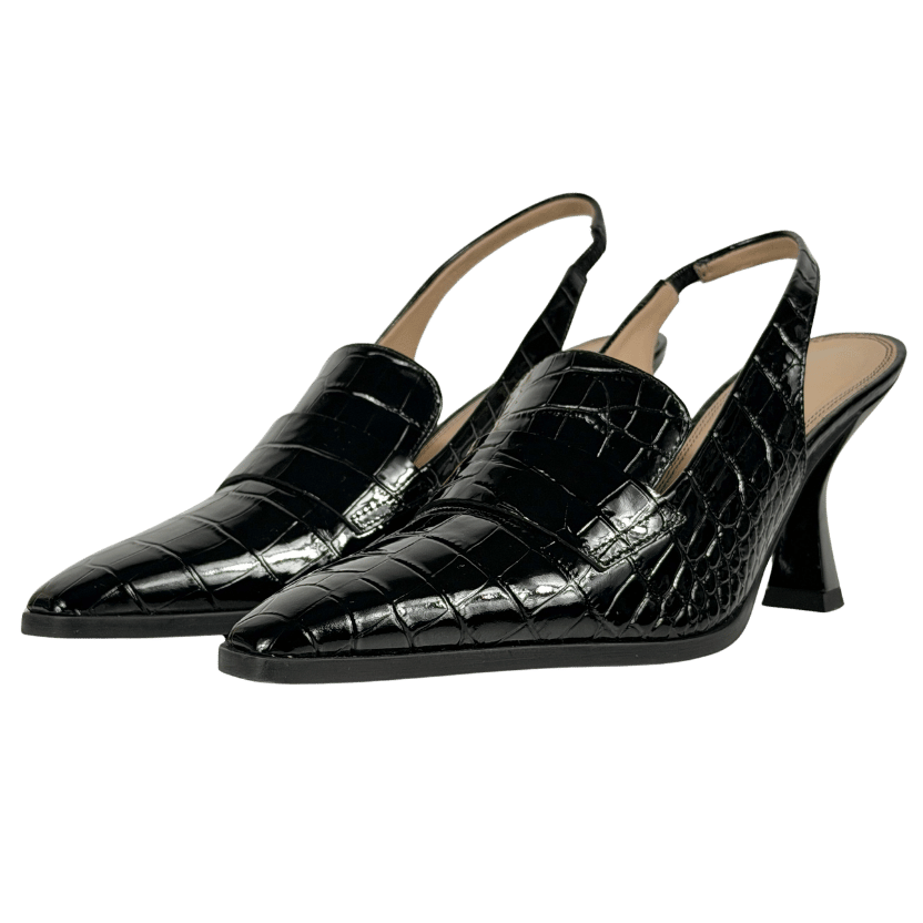RUSSELL & BROMLEY Black Totter Slingback Heeled Loafers UK 4 EU 37 👠