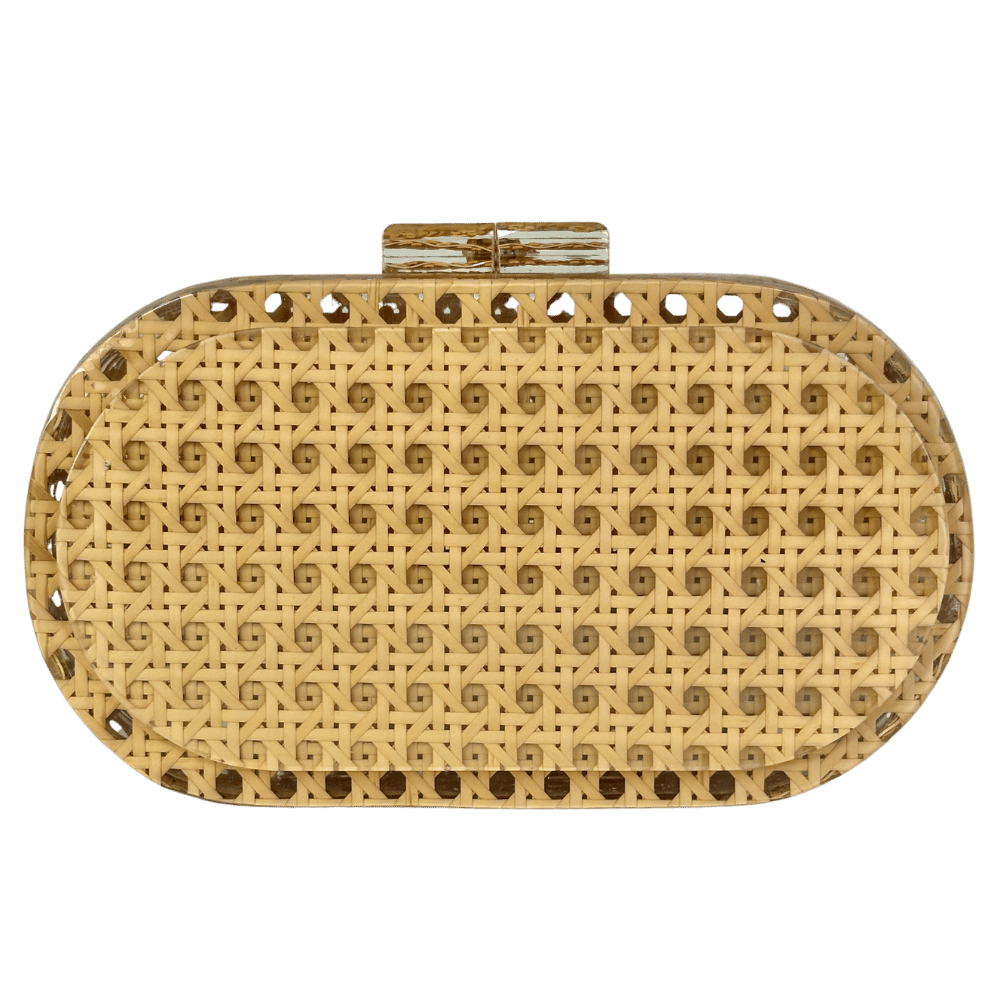 J. MCLAUGHLIN Beige Perspex Raffia Box Clutch Bag One Size