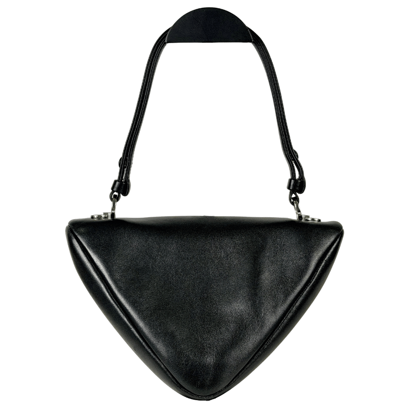 PRADA Black 2010s Triangular Leather Shoulder Bag