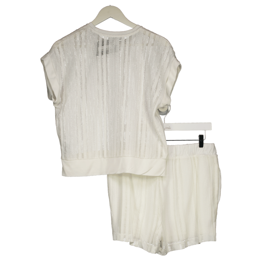 AllSaints White Giana Crochet Tank And Shorts Set UK M