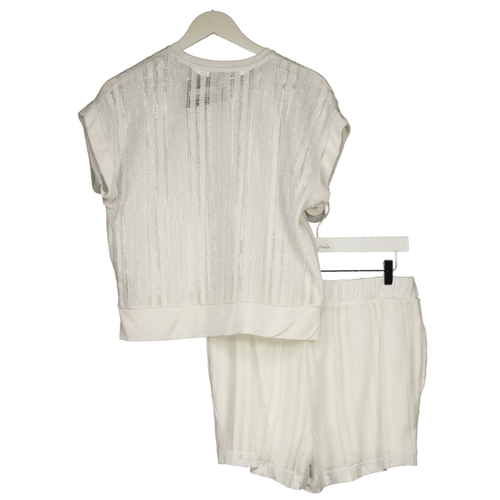 AllSaints White Giana Crochet Tank And Shorts Set UK M