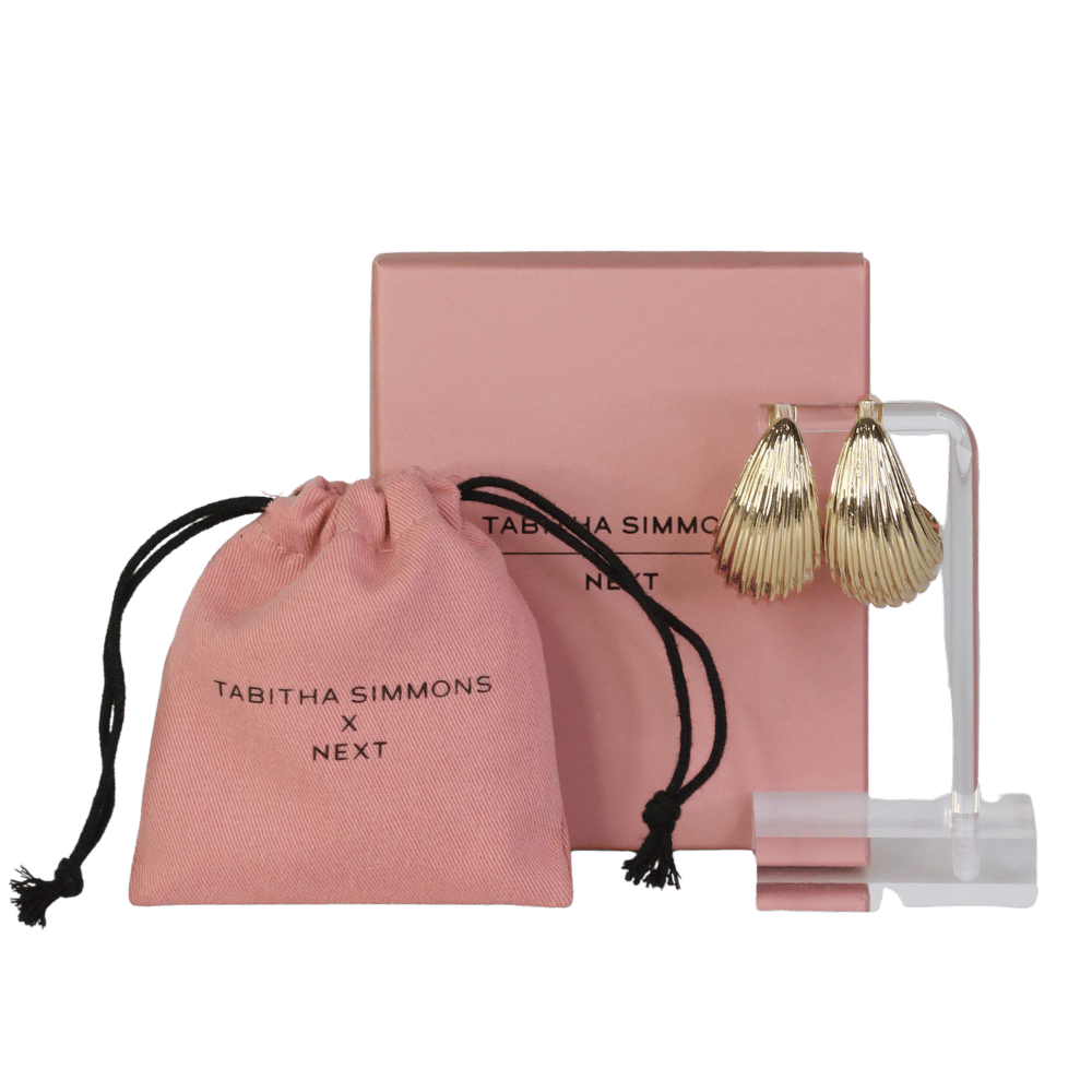 NEXT X Tabitha Simmons Yellow Gold Tone Ridged Hoops Earrings