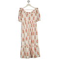 HOLLYBLOCKS White Peach Poplin Hollyhock Maxi Dress UK XS