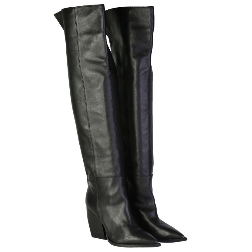 All Saints Black Reina Knee High Leather Boots UK 5 EU 38 👠