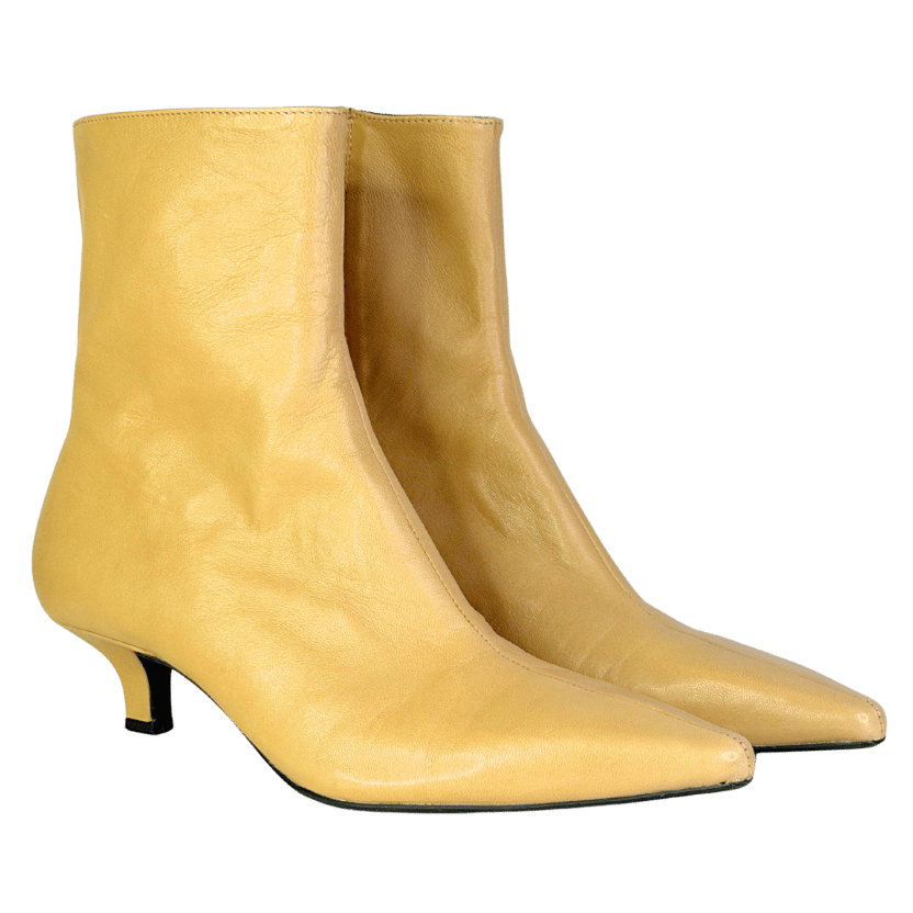 ZARA Beige Leather Heeled Ankle Boots UK 6 EU 39 👠