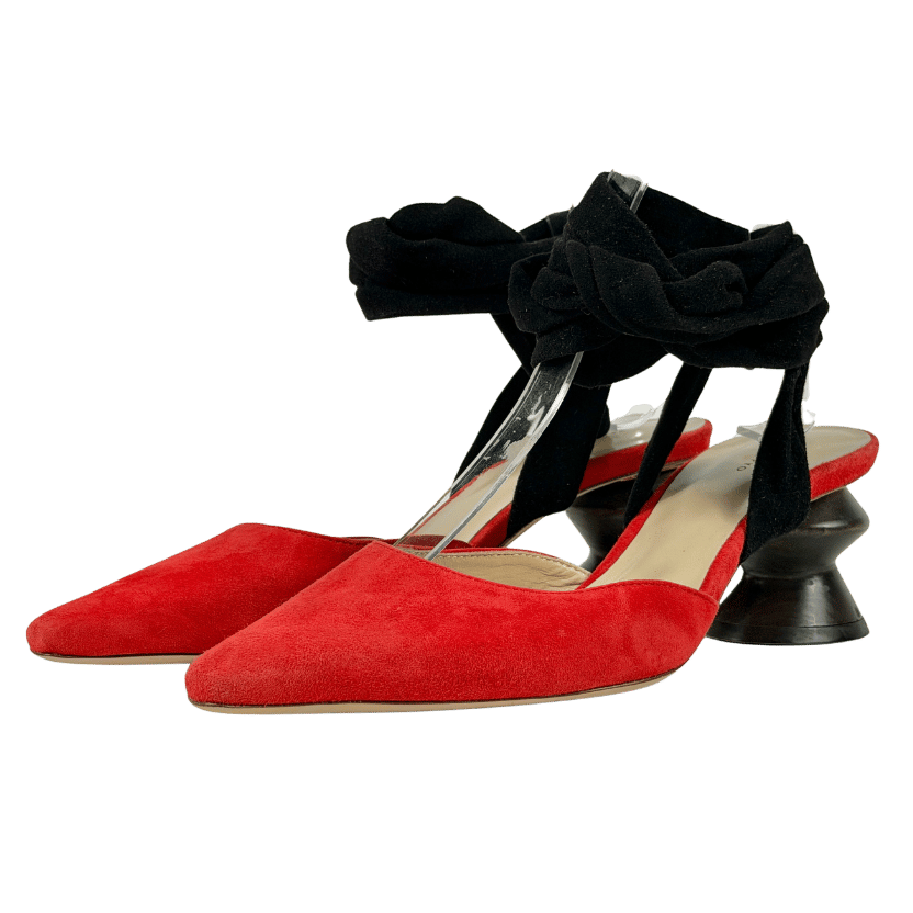 REJINA PYO Barbara Zigzag Heel Pump In Red Suede UK 6 EU 39 👠