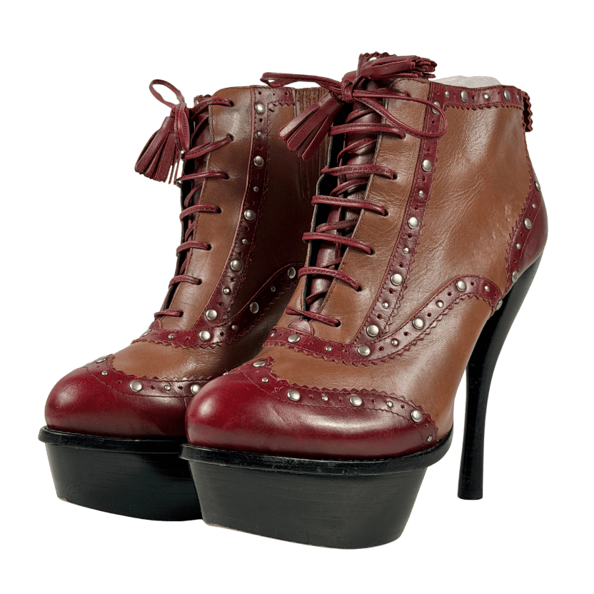 DKNY Brown Platform Brigue Ankle Booties UK 7.5 EU 40.5 👠