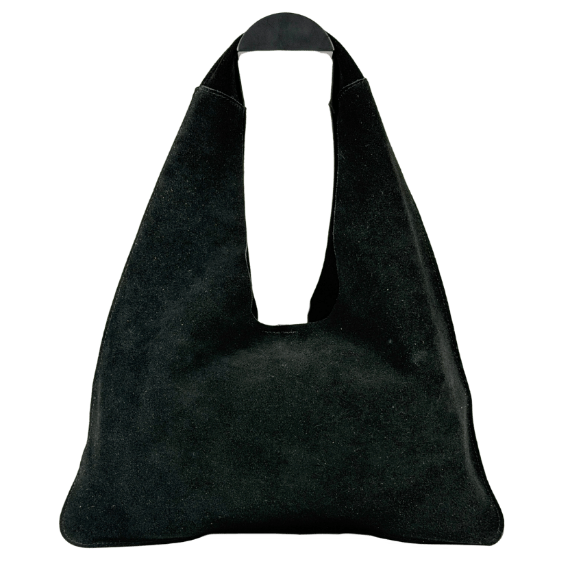 FOLKLORE THE LABEL Black Suede Slouchy Shoulder Bag