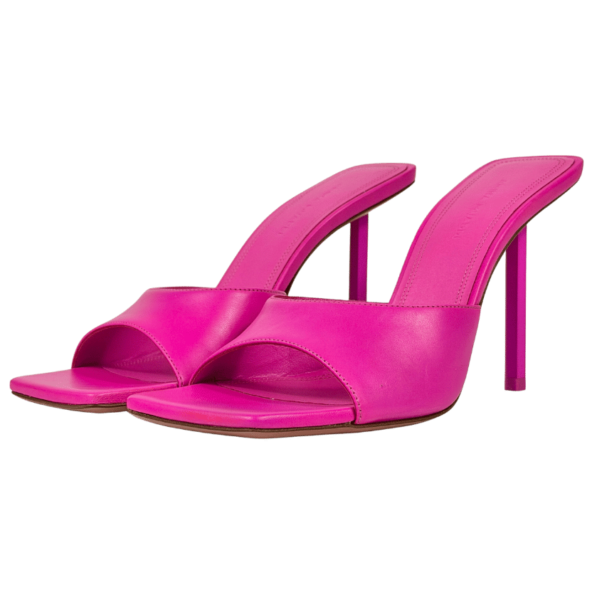 AMINA MUADDI 100% Lambskin Leather 95 Mule Sandals In Lotus Pink UK 4 EU 37 👠