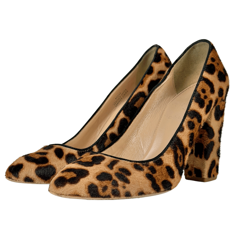J. CREW Brown Etta Leopard Calf Hair Block Heel Pumps Us6.5 UK 4 EU 37 👠