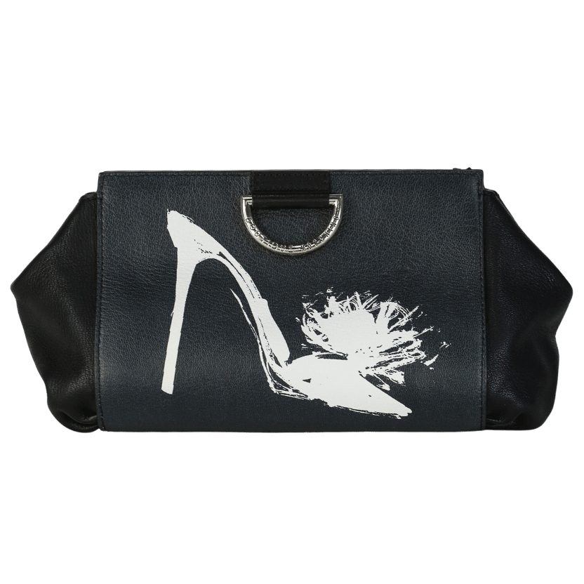 Boutique Moschino Black / White Print Leather Crossbody Bag