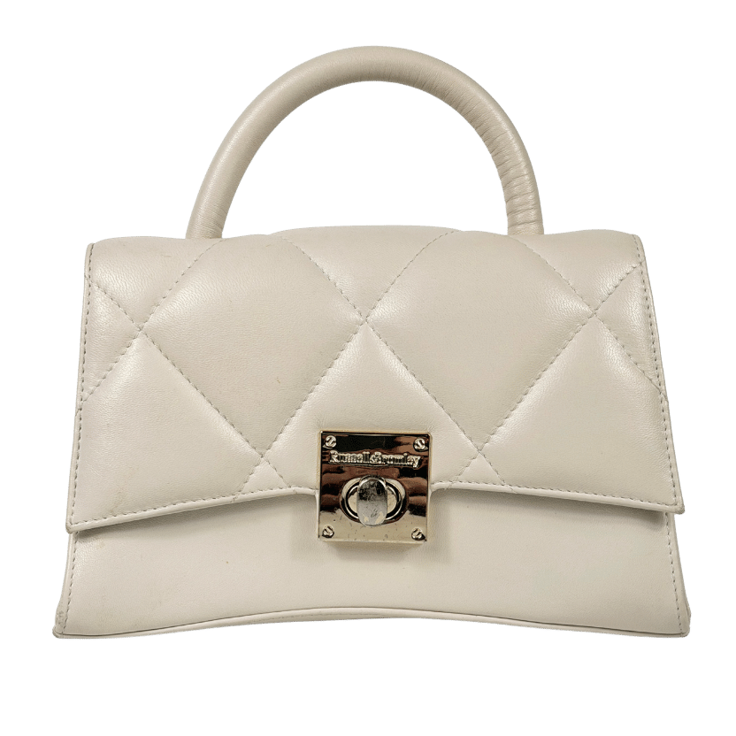 RUSSELL & BROMLEY Cream Quilted Top Handle Bag With Chain Strap