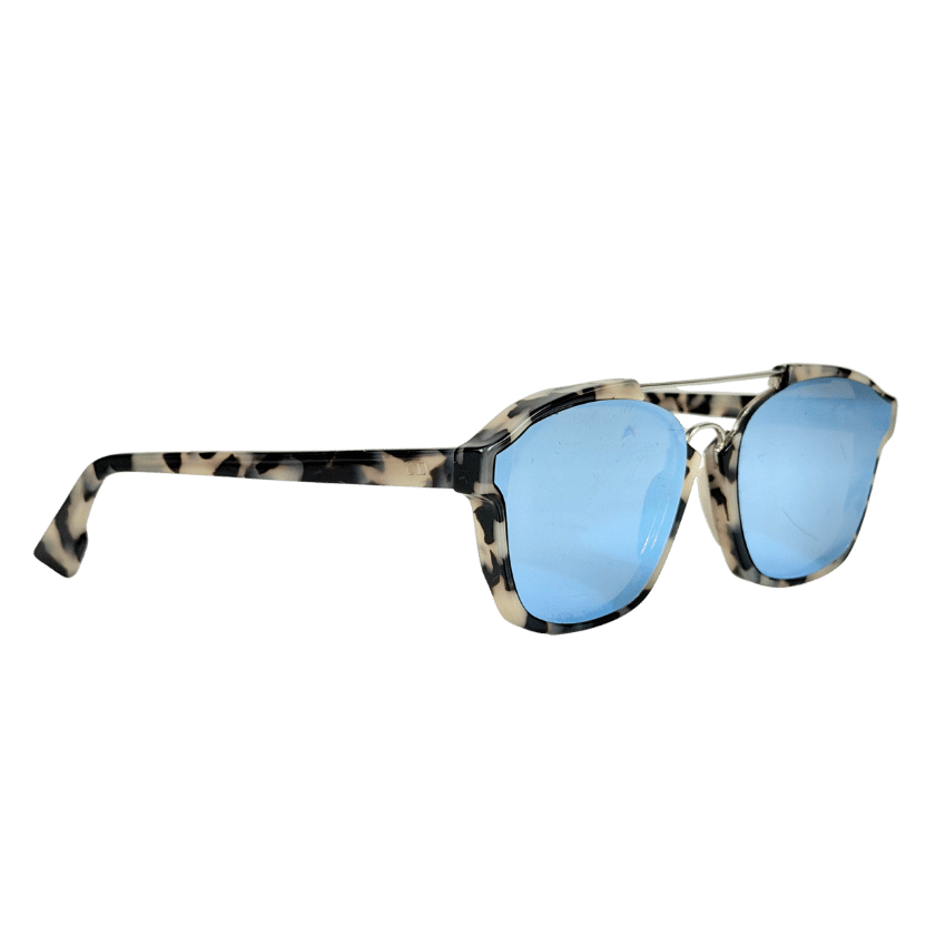 CHRISTIAN DIOR Abstract Light Beige Tortoise Sunglasses In Fold-flat Case  - Mirror Lens One Size