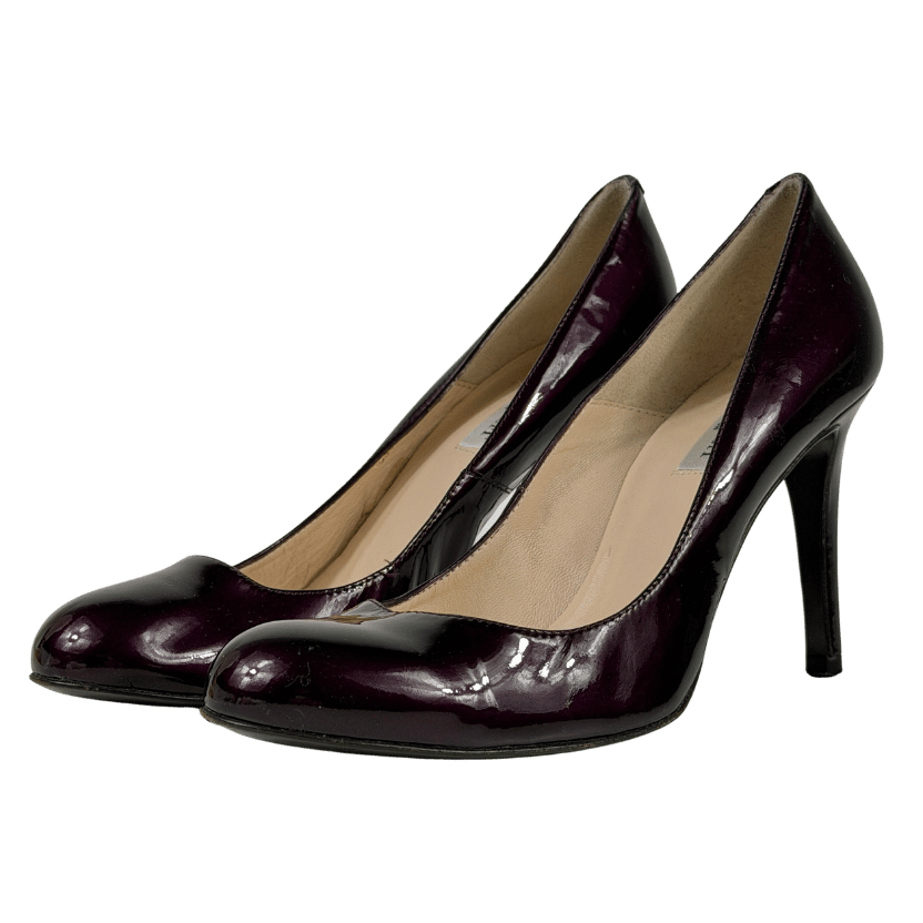 L.K.Bennett Purple Dark Aubergine Patent Mid-heel Pumps UK 5.5 EU 38.5 👠