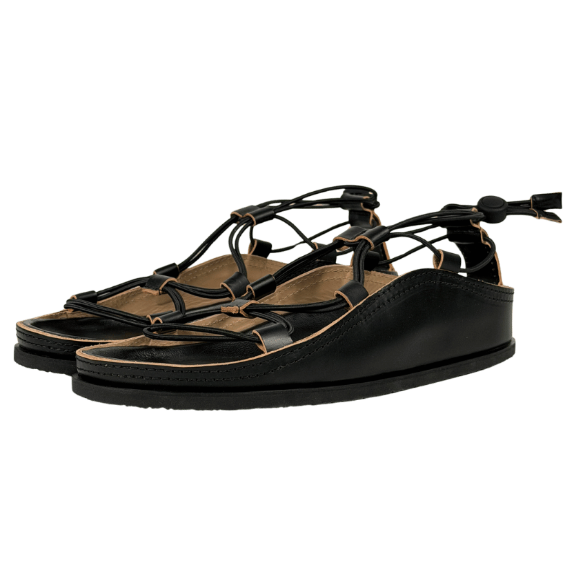 LEMAIRE Black Leather Spartan Almond Toe Footbed Sandals UK 8 EU 41 👠