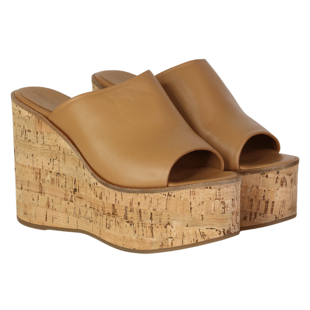 Russell & Bromley Brown Upend Cork Super Wedge UK 7 EU 40 👠