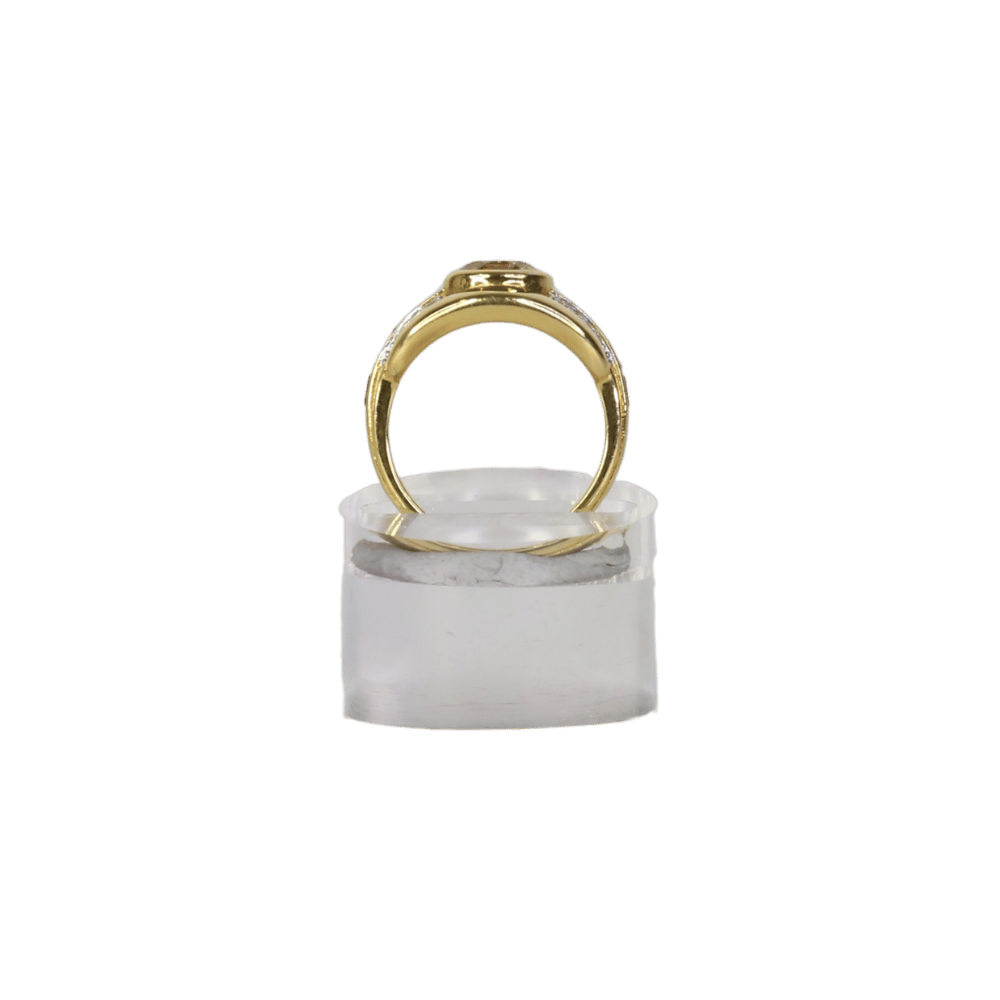 Laura Vann Yellow 18ct Gold-plated Vermeil Silver Olive White Topaz Bombe Ring Size L 1/2