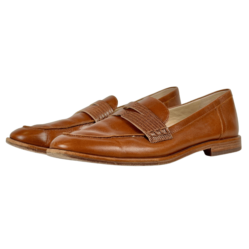J.Mclaughlin Brown Concetta Leather Loafers UK 8 EU 41