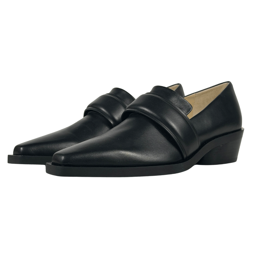 PROENZA SCHOULER Black Buffed Calfskin Leather Bronco Loafers UK 3 EU 36 👠
