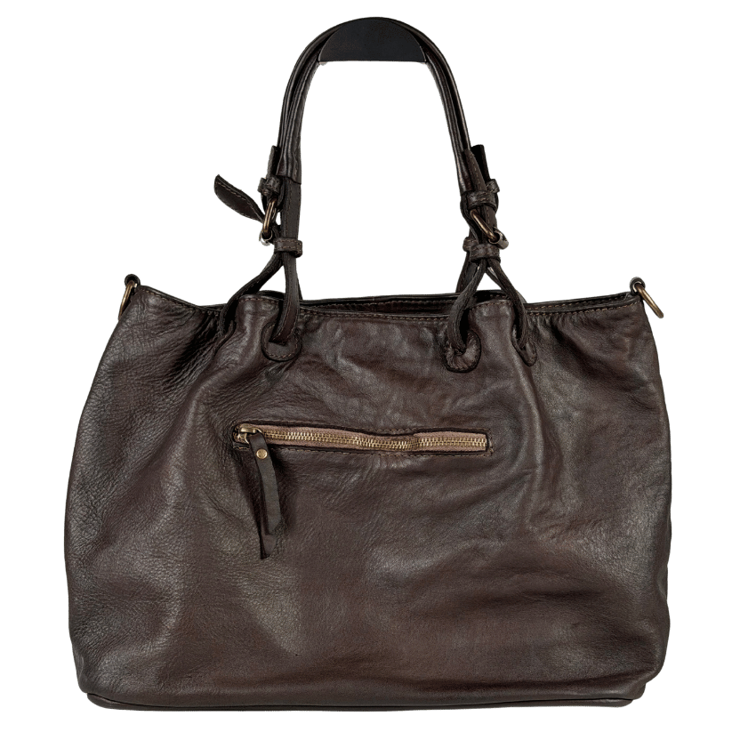 BORSE IN PELLE Brown Italian Leather Woven Handbag