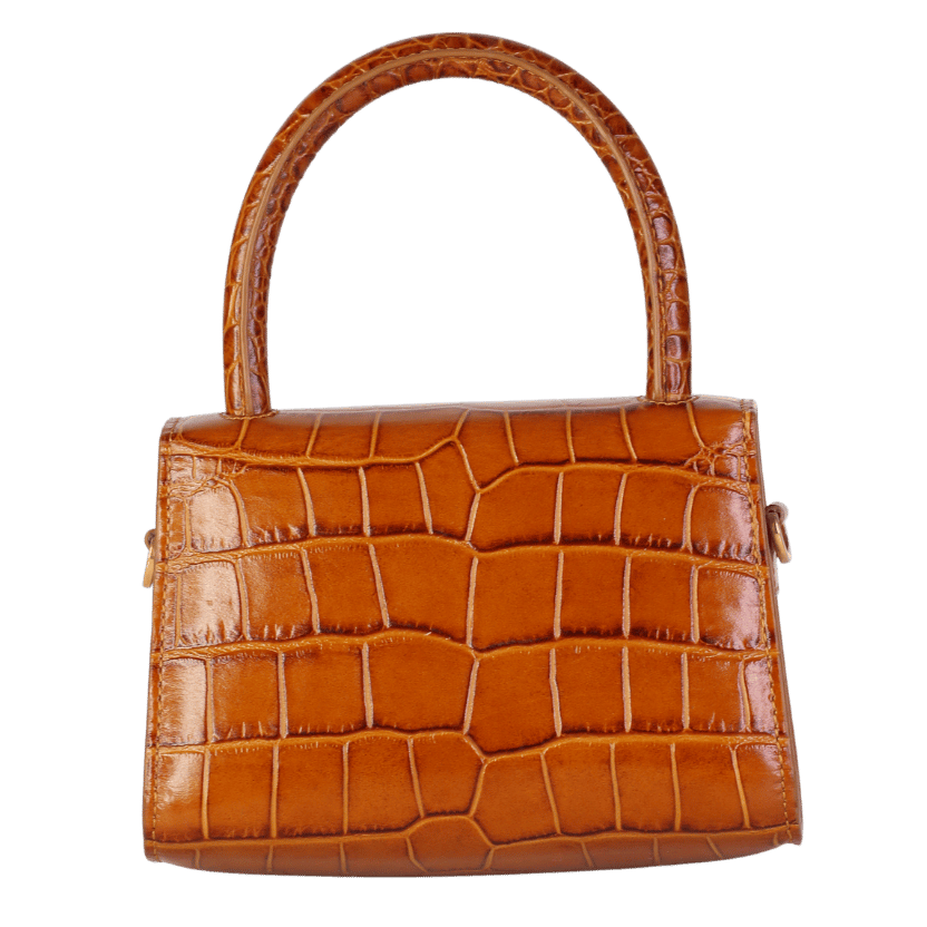 BY FAR Brown Mini Croc Bag One Size