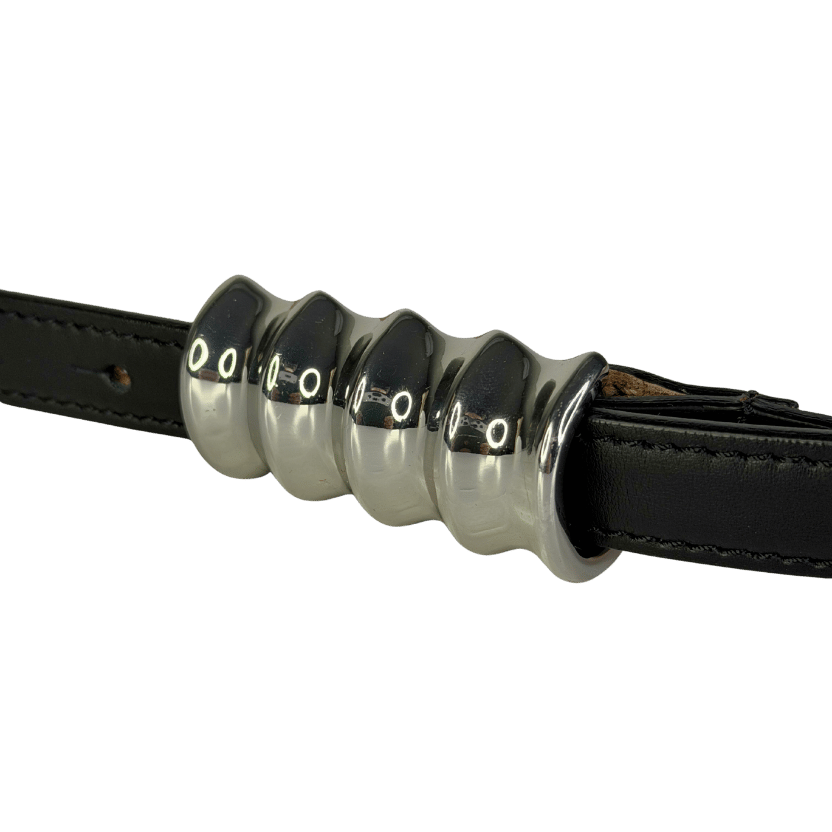 KHAITE New York Julius Black Leather Belt With Silver Buckle 80cm / Inch 31.5 UK S/M