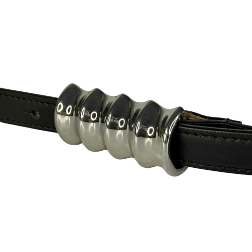 KHAITE New York Julius Black Leather Belt With Silver Buckle 80cm / Inch 31.5 UK S/M