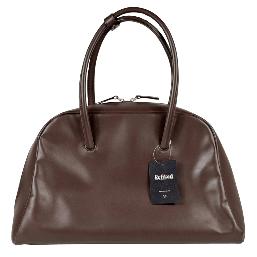 LOULOU DE SAISON Brown Smooth Leather Aaja Leather Bowling Bag