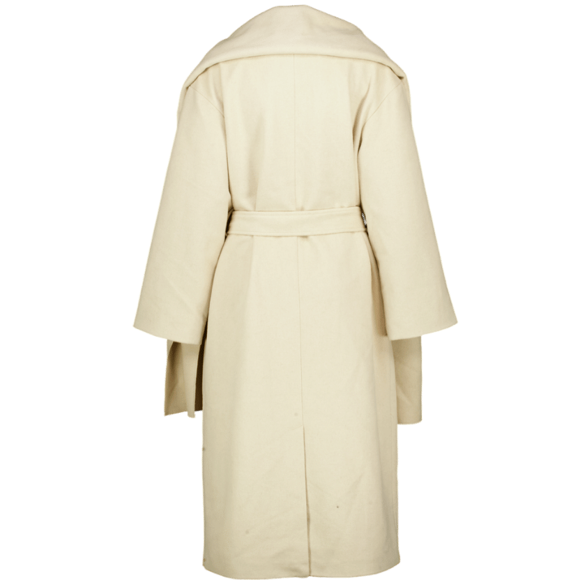 NA-KD Light Beige Wool Blend Scarf Detail Coat UK 6