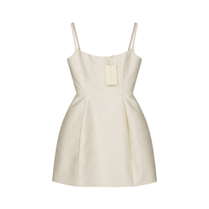 DE LA VALI Cream Lola Satin-twill Mini Dress UK 6