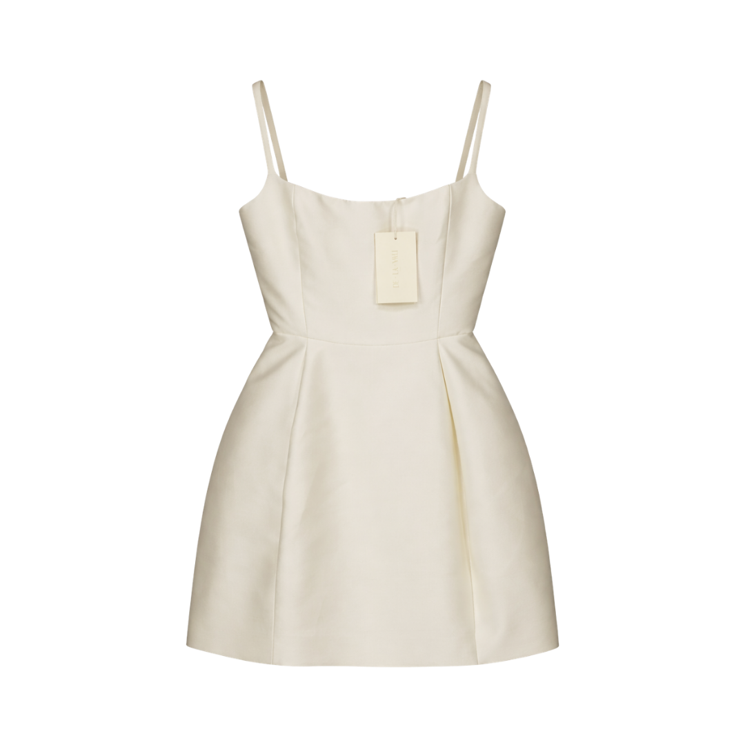 DE LA VALI Cream Lola Satin-twill Mini Dress UK 6