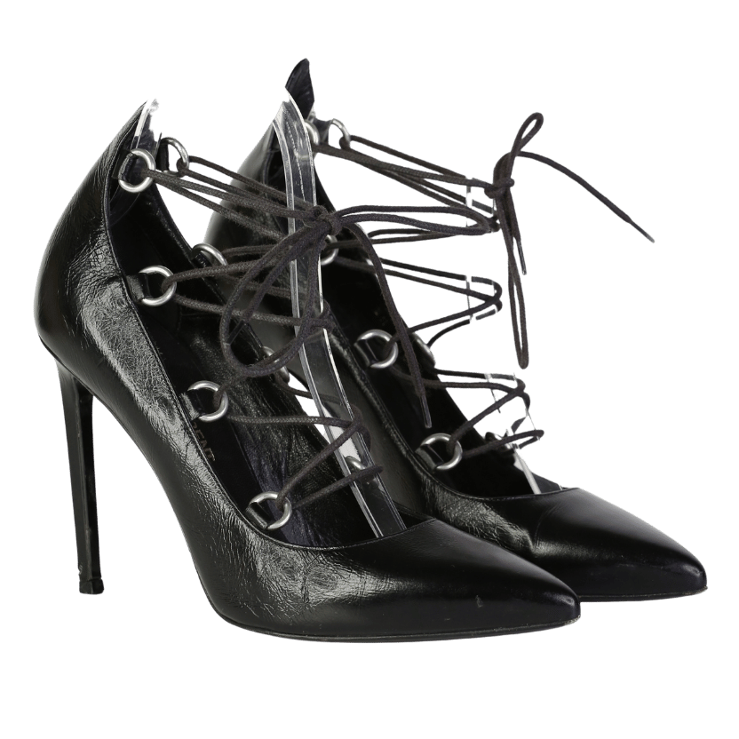 Saint Laurent Black Thorn Lace Up Heels UK 4 EU 37 👠
