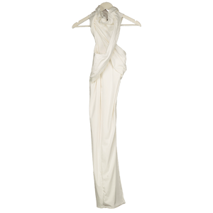 Mars the Label White High Neck Sleeveless Bodycon Crossover Maxi Dress UK 8