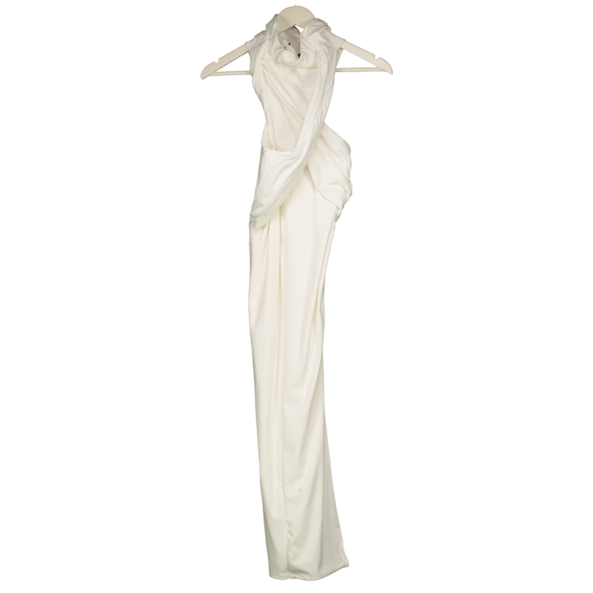 Mars the Label White High Neck Sleeveless Bodycon Crossover Maxi Dress UK 8