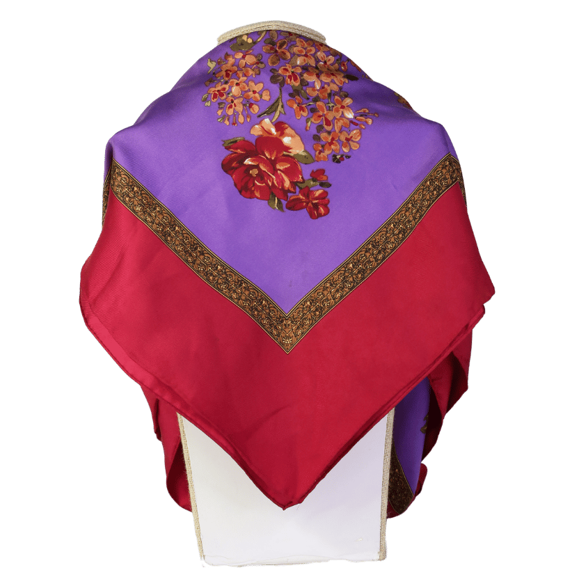 Oscar de la Renta Red Floral Silk Square Scarf One Size