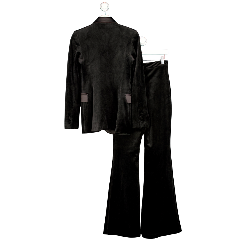 NADINE MERABI 2-piece Black Velvet Beatrice Blazer &  Trouser Set UK 8