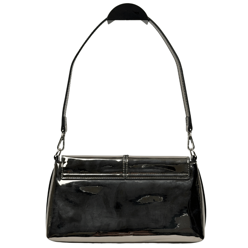 River Island Metallic Silver Bar Front Clutch Bag One Size