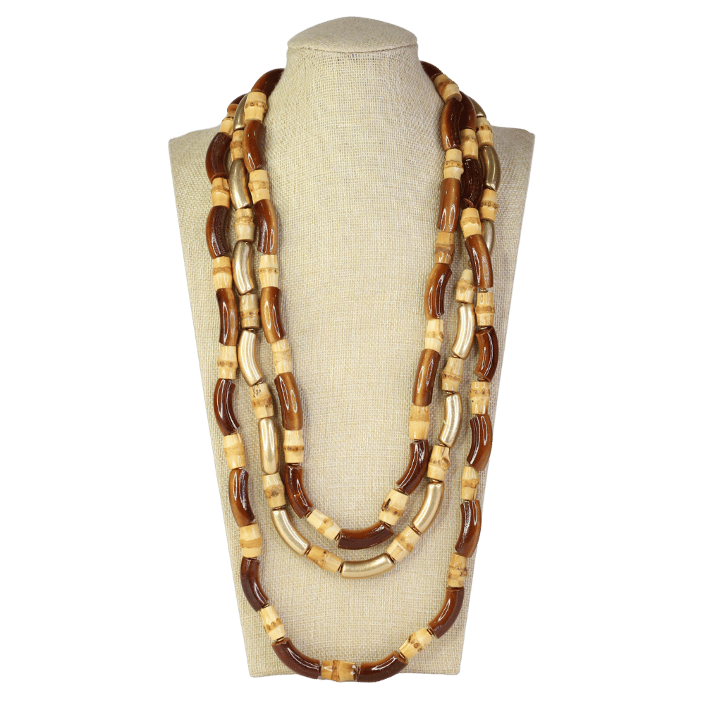 ZARA Brown Trio Of Wooden Necklaces