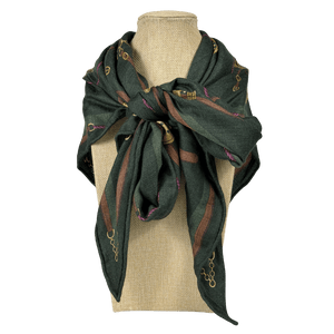 J.McLaughlin Green Horse Inspired Cashmere Scarf One Size