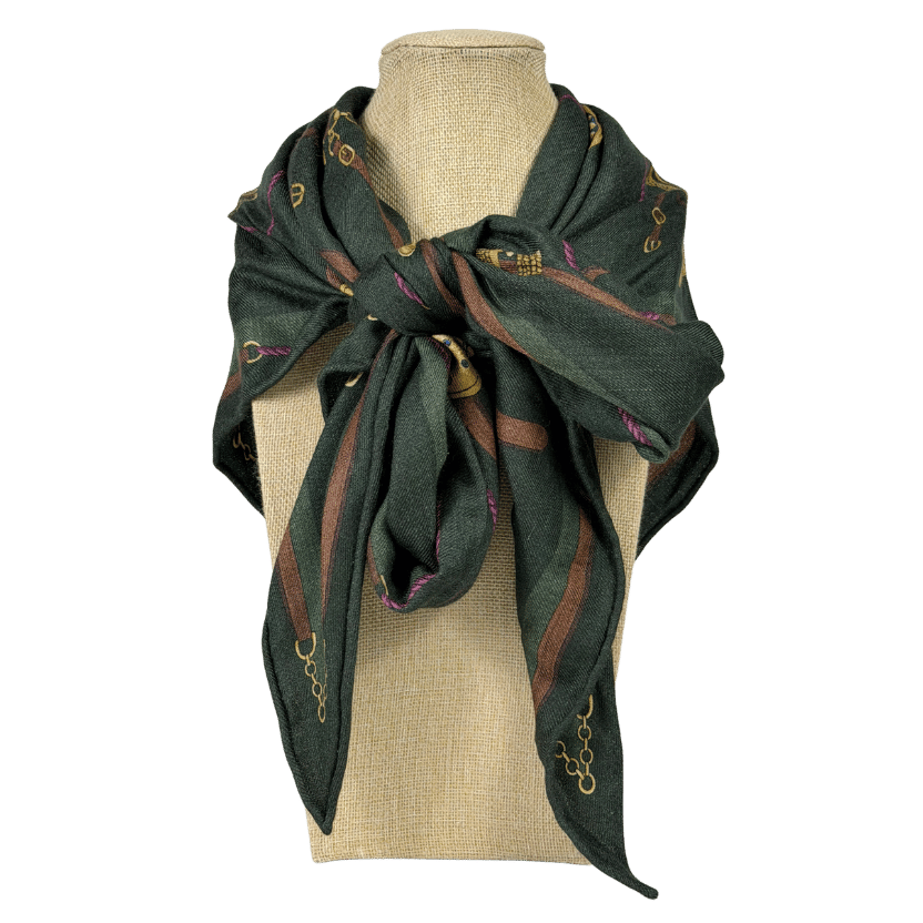 J.McLaughlin Green Horse Inspired Cashmere Scarf One Size