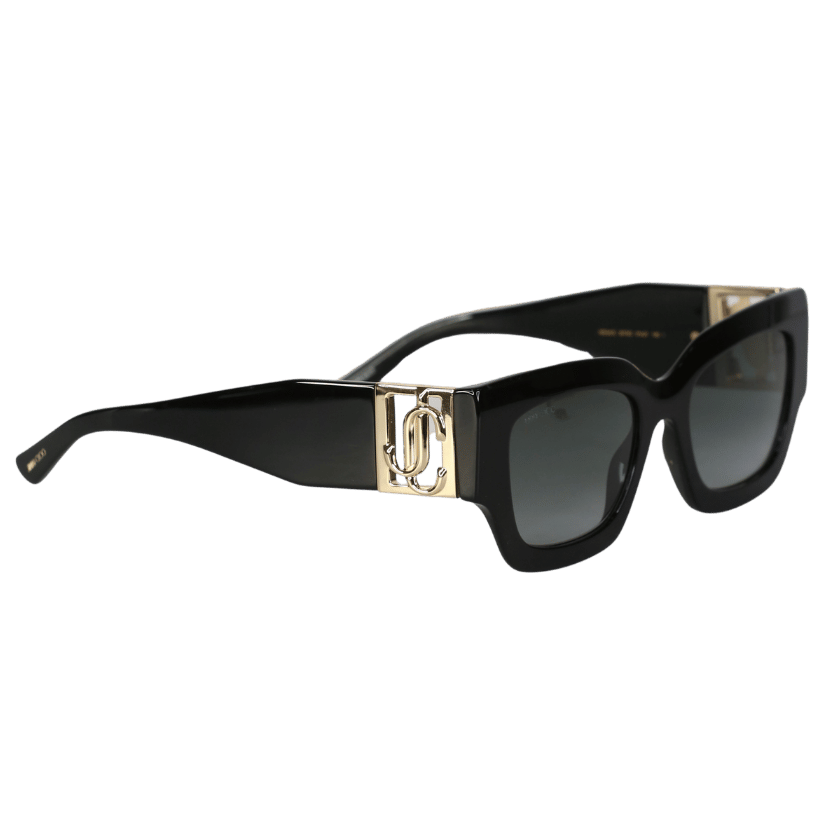 Jimmy Choo Nena/s 807 9o 51 Black / Gold Logo Arm Sunglasses In Case