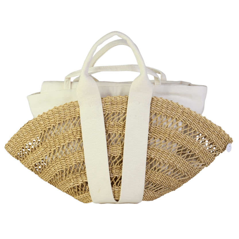 muun Cream Small Straw Sophie Tote Bag One Size