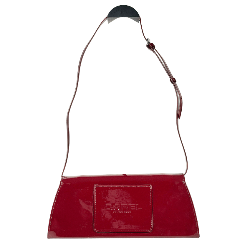 CAREL PARIS Madeleine  Burgundy Patent Leather Shoulder Bag