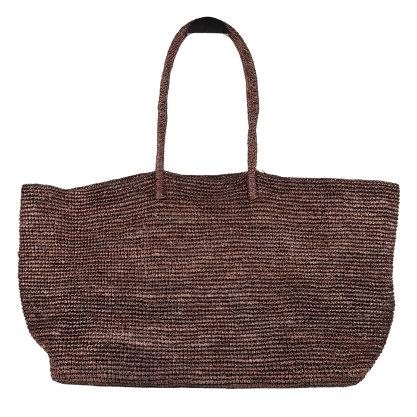 COS Dark Brown Oversized Hand-woven Raffia Tote Bag