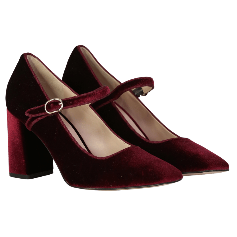 Tuckernuck Red Oxblood Velvet Julia Heels UK 7.5 EU 40.5 👠
