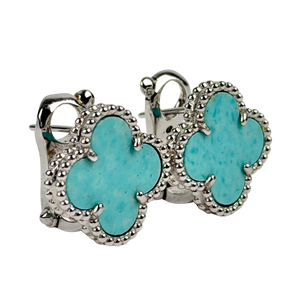 Van Cleef & Arpels Blue Vintage Alhambra Earrings - Turquoise & 18k White Gold 750 JE668174 One Size