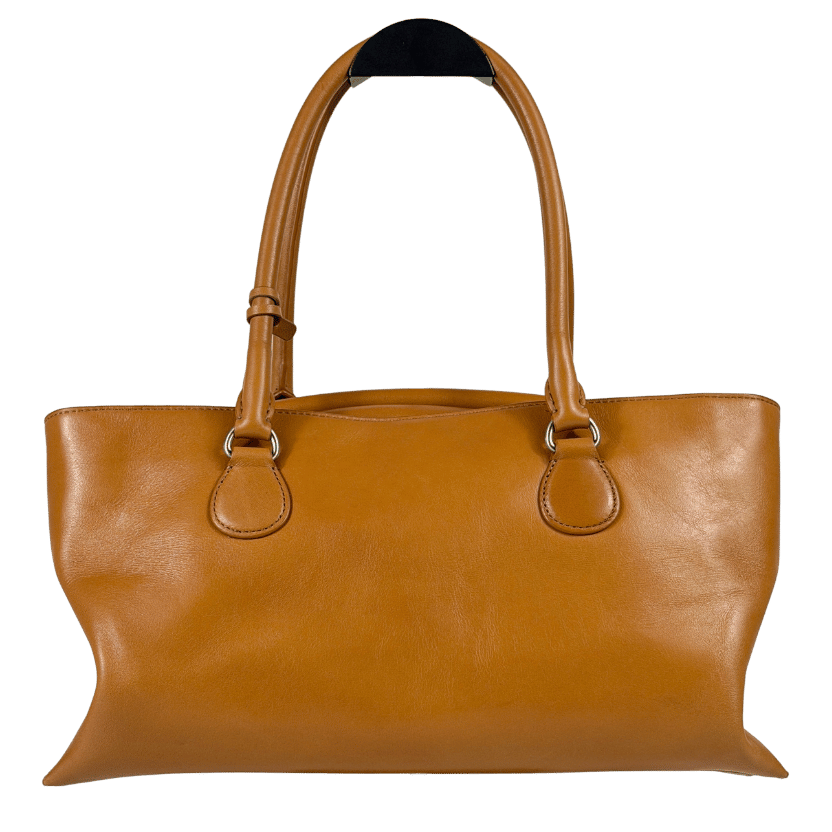 OSOI Tan Brown Leather Boat Wide Shoulder Bag