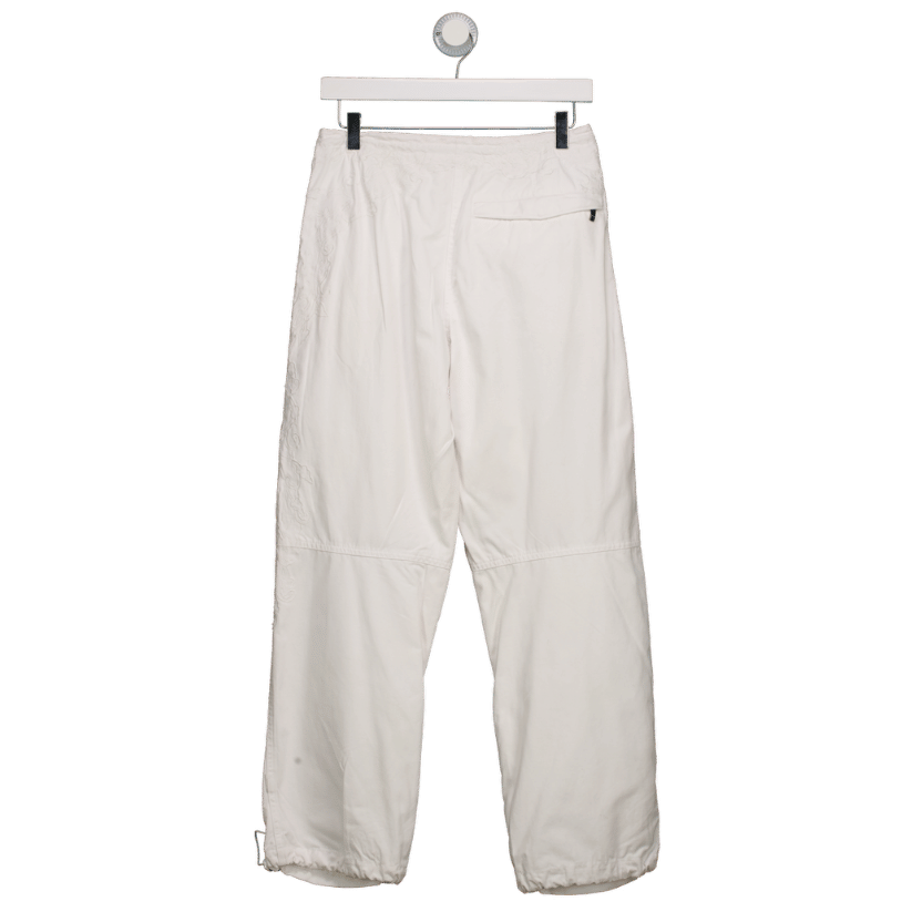MAHARISHI Vintage White Embroidered Cargo Trousers UK S
